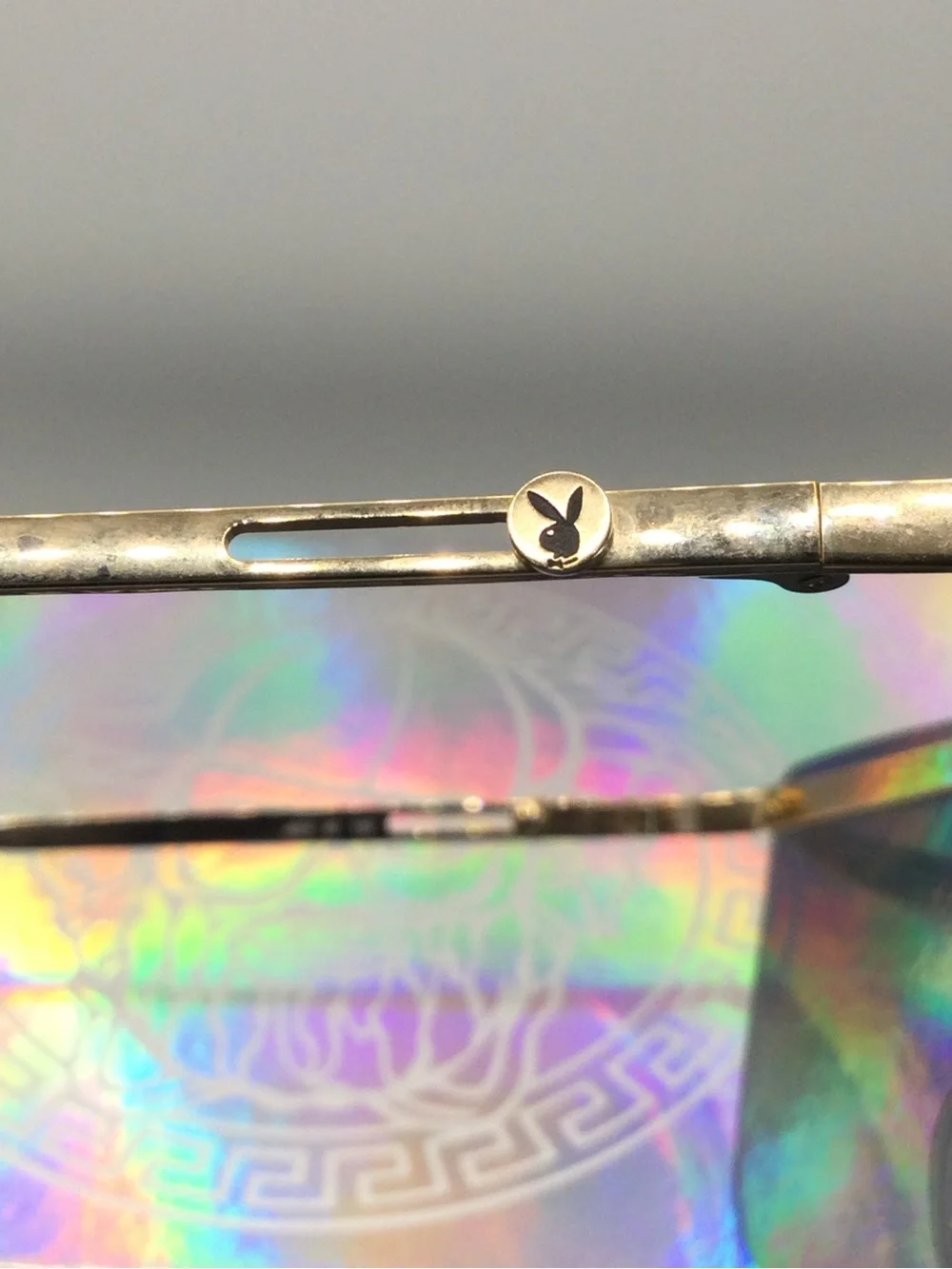 PLAYBOY Gold Frame Sunglasses with Iridescent Lenses